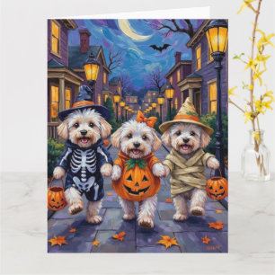 Bichon Frise Halloween kostuums voor trick-or-trea Kaart
