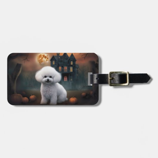 Bichon Frise Halloween Scary Bagagelabel (Voorkant horizontaal)