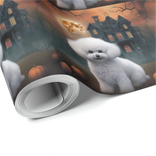 Bichon Frise Halloween Scary Cadeaupapier (Rol Hoek)