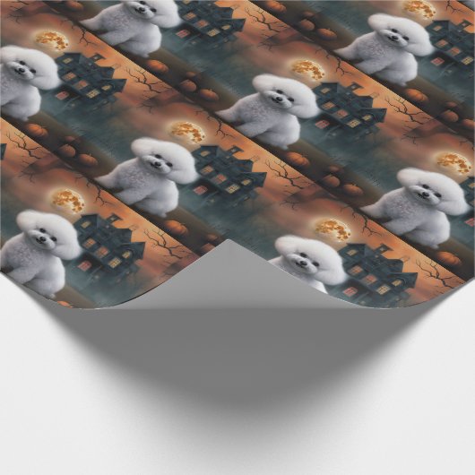 Bichon Frise Halloween Scary Cadeaupapier (Hoek)