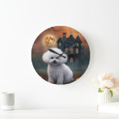 Bichon Frise Halloween Scary Grote Klok (Huis)