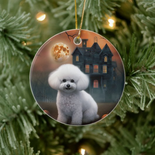 Bichon Frise Halloween Scary Keramisch Ornament (Boom)