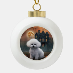 Bichon Frise Halloween Scary Keramische Bal Ornament