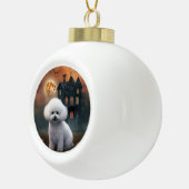 Bichon Frise Halloween Scary Keramische Bal Ornament (Rechts)
