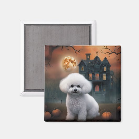 Bichon Frise Halloween Scary Magneet (Voorkant / Achterkant)