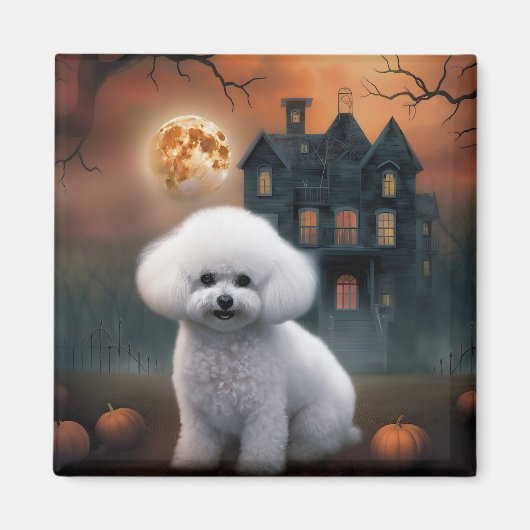 Bichon Frise Halloween Scary Magneet (Voorkant)