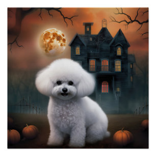 Bichon Frise Halloween Scary Perfect Poster