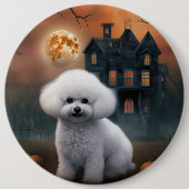 Bichon Frise Halloween Scary Ronde Button 6,0 Cm (Voorkant)