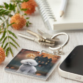 Bichon Frise Halloween Scary Sleutelhanger (Voorkant Rechts)