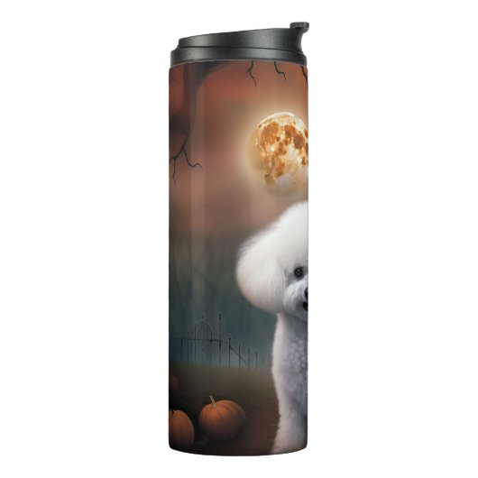 Bichon Frise Halloween Scary Thermosbeker (Gedraaid links)