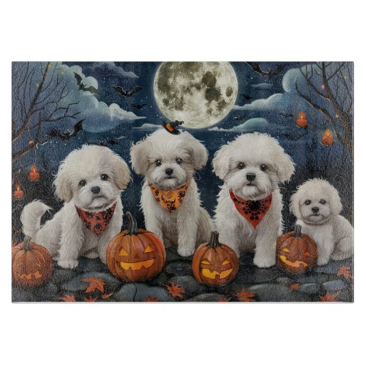 Bichon Frise Halloween Spokengeest Snijplank (Voorkant)