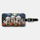 Bichon Frise Halloween Spooky Bagagelabel (Voorkant horizontaal)