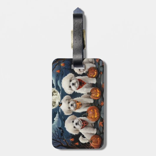 Bichon Frise Halloween Spooky Bagagelabel (Achterkant verticaal)