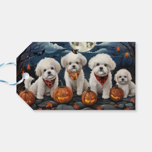 Bichon Frise Halloween Spooky Cadeaulabel (Achterkant Horizontaal)