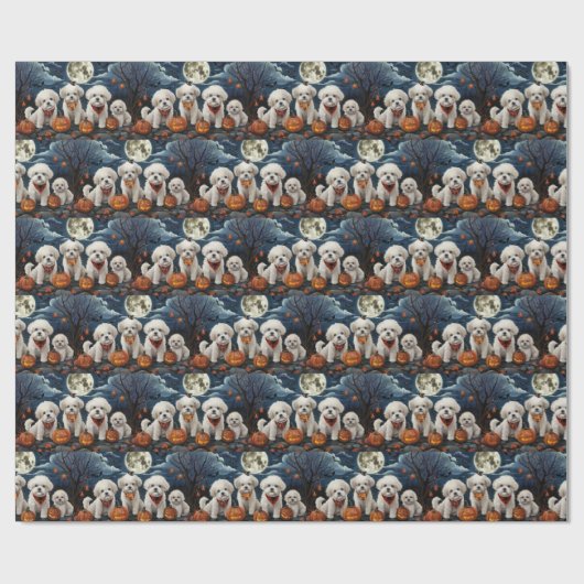 Bichon Frise Halloween Spooky Cadeaupapier (Vlak)