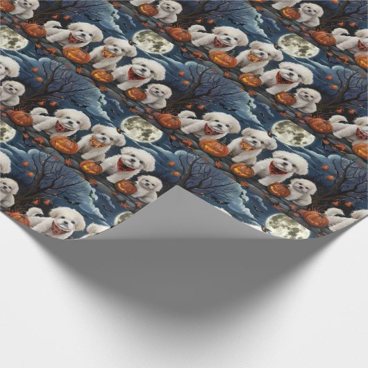 Bichon Frise Halloween Spooky Cadeaupapier (Hoek)