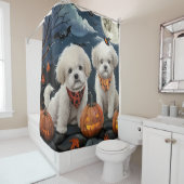 Bichon Frise Halloween Spooky Douchegordijn (In situ)