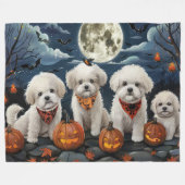 Bichon Frise Halloween Spooky Fleece Deken (Voorkant (Horizontaal))