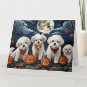 Bichon Frise Halloween Spooky Kaart (Voorkant)