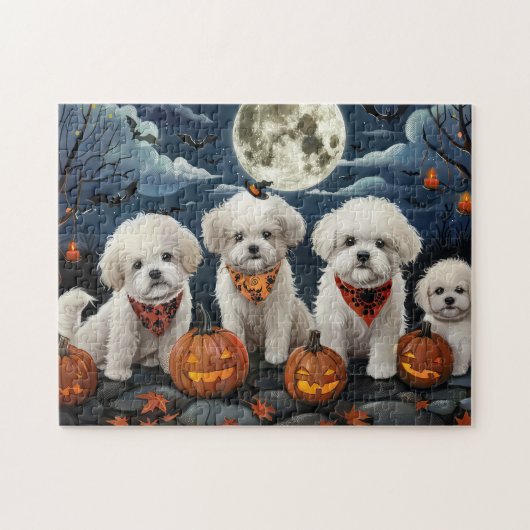 Bichon Frise Halloween Spooky Legpuzzel (Horizontaal)