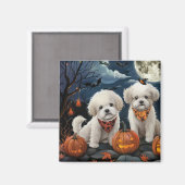 Bichon Frise Halloween Spooky Magneet (Voorkant / Achterkant)