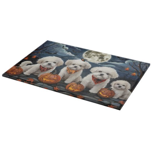 Bichon Frise Halloween Spooky Snijplank (Hoek)