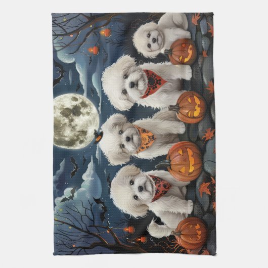 Bichon Frise Halloween Spooky Theedoek (Verticaal)