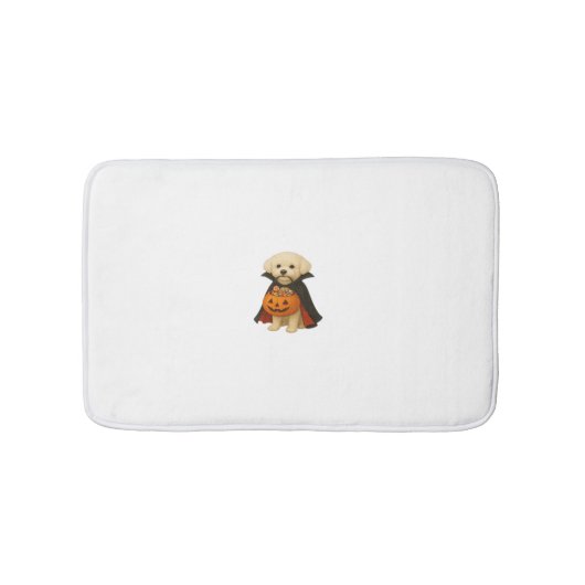Bichon Frisé Halloween Vampire Pup met Pumpkin Ba Badmat (Voorkant)