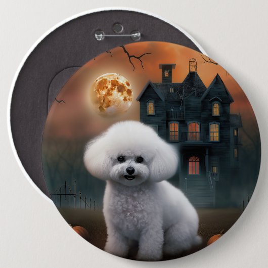 Bichon Frise Halloween Verschrikkelijk Ronde Button 6,0 Cm (Voorkant /achterkant)