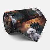 Bichon Frise Halloween Verschrikkelijk Stropdas (Opgerold)