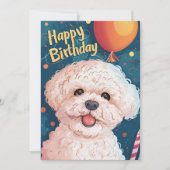 Bichon Frise Happy Birthday Feestdagenkaart (Voorkant)