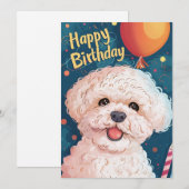 Bichon Frise Happy Birthday Feestdagenkaart (Voorkant / Achterkant)