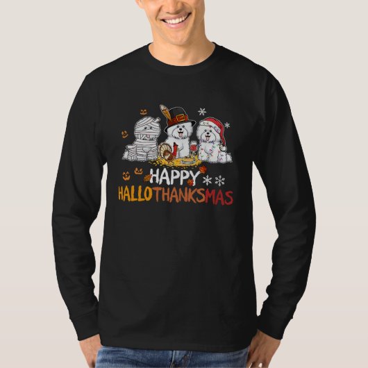 Bichon frise happy hallothanksmas t-shirt (Voorkant)