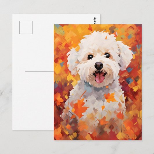 Bichon Frise Herfst Dankdag Briefkaart (Voorkant / Achterkant)