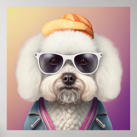 Bichon Frise Hipster Dog Poster (Voorkant)