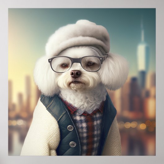 Bichon Frise Hipster Dog Poster (Voorkant)