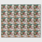 Bichon Frise Holiday Baking: Feestelijke Kerst Cadeaupapier (Vlak)