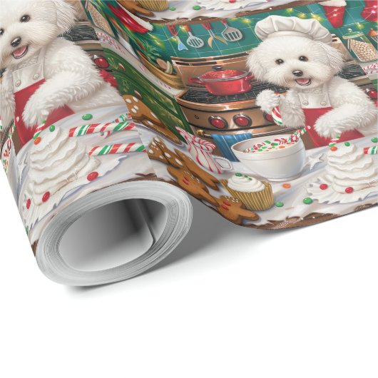 Bichon Frise Holiday Baking: Feestelijke Kerst Cadeaupapier (Rol Hoek)