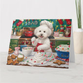 Bichon Frise Holiday Baking: Feestelijke Kerst Kaart (Voorkant)
