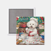 Bichon Frise Holiday Baking: Feestelijke Kerst Magneet (Voorkant / Achterkant)