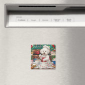 Bichon Frise Holiday Baking: Feestelijke Kerst Magneet (Insitu (Vaatwasser))