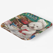 Bichon Frise Holiday Baking: Feestelijke Kerst Papieren Bordje (Gebogen)