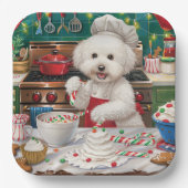 Bichon Frise Holiday Baking: Feestelijke Kerst Papieren Bordje (Voorkant)