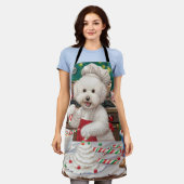 Bichon Frise Holiday Baking: Feestelijke Kerst Schort (Gedragen)