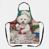 Bichon Frise Holiday Baking: Feestelijke Kerst Schort (Voorkant)