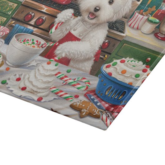 Bichon Frise Holiday Baking: Feestelijke Kerst Snijplank (Hoek)