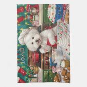 Bichon Frise Holiday Baking: Feestelijke Kerst Theedoek (Verticaal)