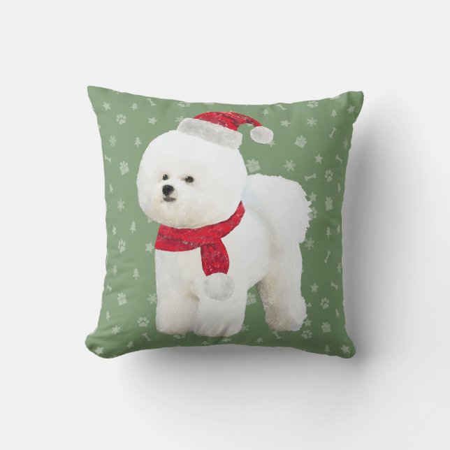 Bichon Frise Holiday Pillow Kussen (Voorkant)