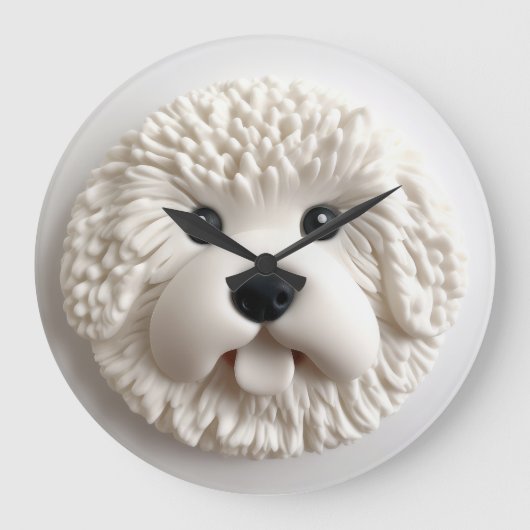 Bichon Frise Hond 3D Geïnspireerd Grote Klok (Voorkant)