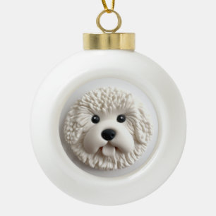 Bichon Frise Hond 3D Geïnspireerd Keramische Bal Ornament